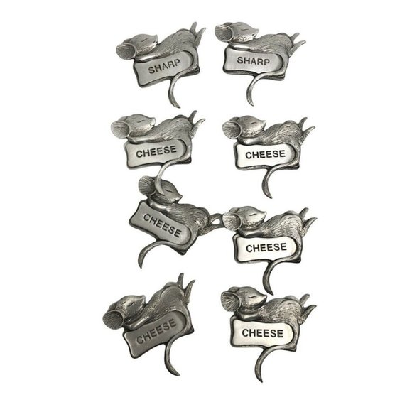 Lindsey Clair  Pewter Mouse Cheese Markers Sign Charcuterie Board Sharp Cheese - Picture 1 of 5